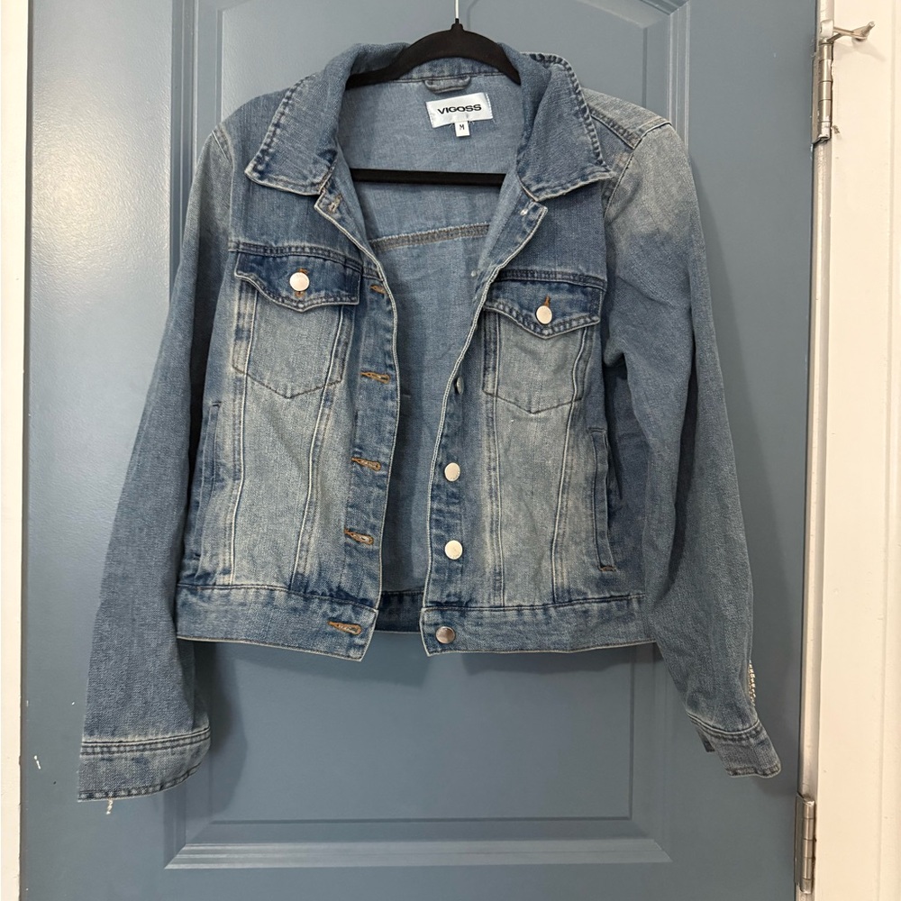 Vigoss Blue Jean Jacket Cropped Distressed